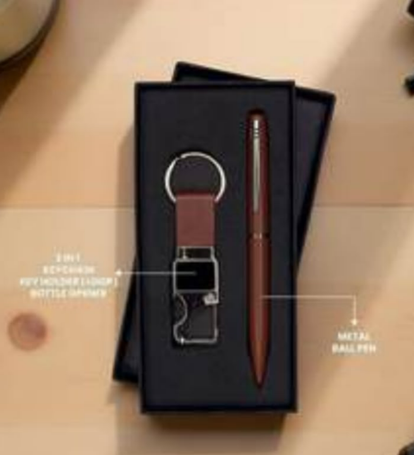Branded keychain and pen promotional corporate gift set - Vaspire